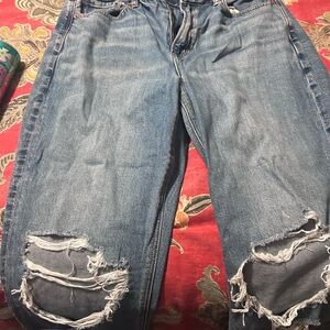 American Eagle Outfitters Ripped Blue Boyfriend Jeans